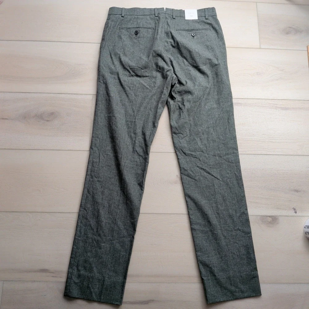 NEW Banana Republic Slim Wrinkle Resistant Dress Pants Mens 34x34‎ Gray Stretch